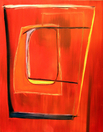 Oil painting, red, black, modern, art, abstract, yellow, blue, Richard Nielsen,