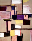 Oil painting, brown, white, modern, art, abstract, Richard Nielsen, pink, white, squares, colorful,