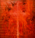 Oil painting, red,white, cross, modern, art, abstract, Richard Nielsen, bloody, black