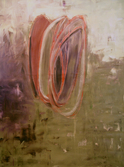 Oil painting, green, purple, circles, modern, art, abstract, Richard Nielsen, swirling, blue, orange