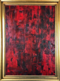 Oil painting, red, black,  modern, art, abstract, decorative, Richard Nielsen, original,gold frame,