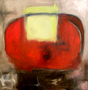 Oil painting, red,green, grey, modern, art, abstract, Richard Nielsen,