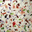 Oil painting, brown, white, modern, art, abstract, Richard Nielsen, confetti, colorful, graffiti