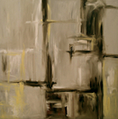 Oil painting, white, grey,yellow,squares, modern, art, abstract, Richard Nielsen,