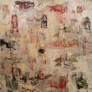 Oil painting, white, grey, modern, art, abstract, Richard Nielsen, red, graffiti,