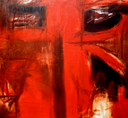 Oil painting, red, black,  modern, art, abstract, decorative, Richard Nielsen, white, graffiti