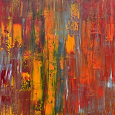 Oil painting, red, blue, brown, modern, art, abstract, decorative, Richard Nielsen, original,orange