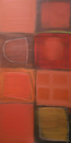Oil painting, red, blue, brown, modern, art, abstract, decorative, Richard Nielsen, squares, boxes
