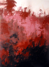 Oil painting, red, black,pink,white, sky,  modern, art, abstract, Richard Nielsen,