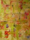 Oil painting, green,orange,black, modern, art, abstract, Richard Nielsen, graffiti, red